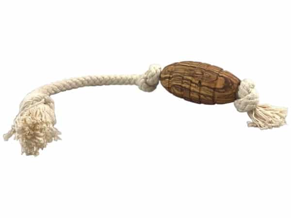 Olivi rugby med bomuldsreb, ca. 36cm