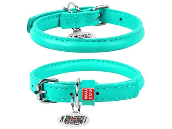 Waudog rundsyet læder halsbånd, mint