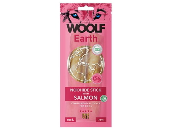 Woolf Earth Noohide sticks salmon L, 2stk.