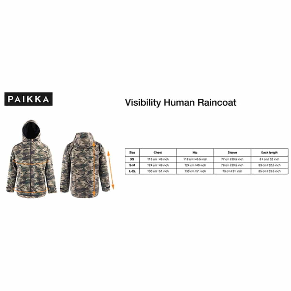 Paikka Human Visibility regnfrakke, camo, unisex - Billede 6