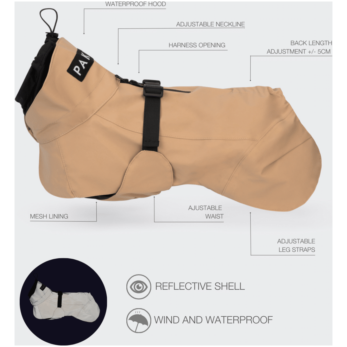 Paikka Visibility Rain Jacket, Taupe - Image 14