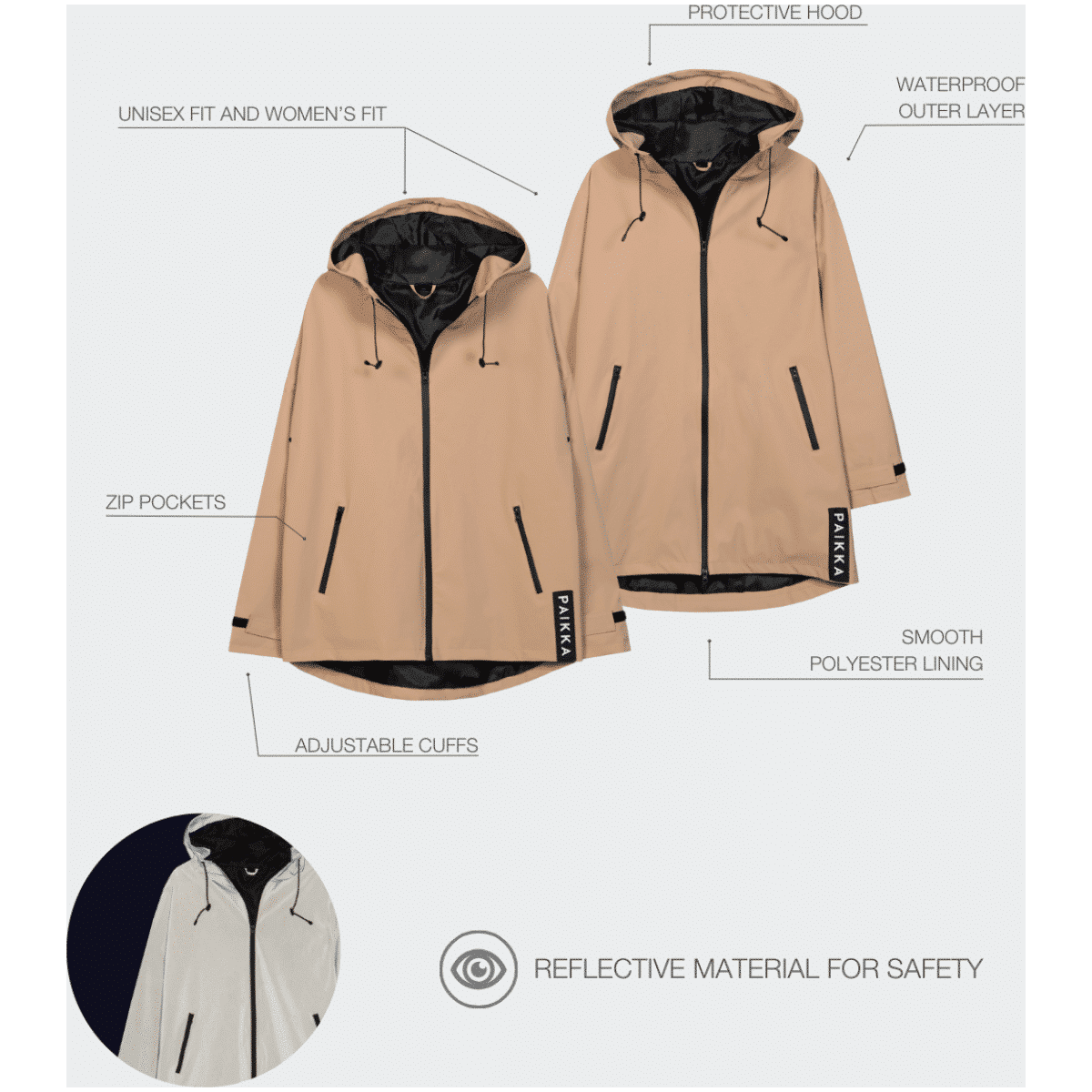 Paikka Human Regnjakke, Taupe, Dame - Billede 6