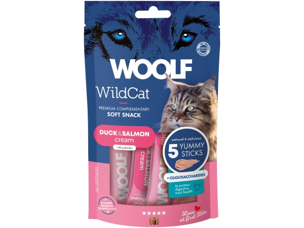 Woolf Wildcat Cream 5 stk, Duck & Salmon + Oligosaccharider