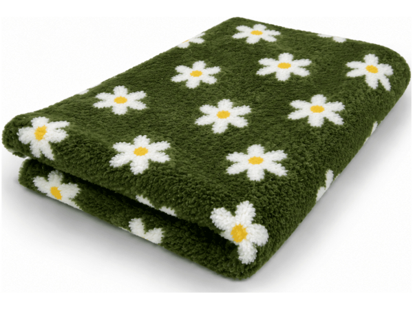 Vet Bed non-slip, 75x100cm, 22mm, Grøn m blomster